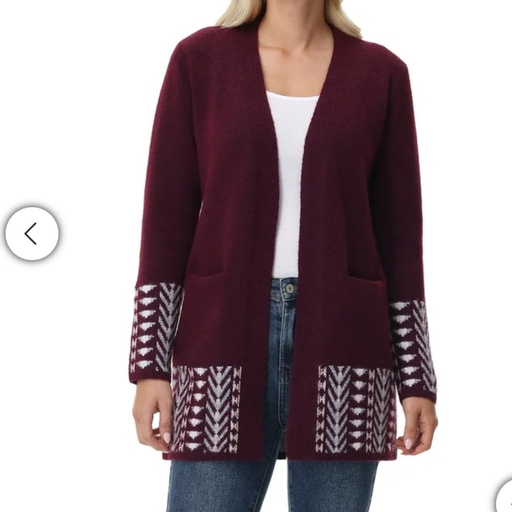 Women's Frye Patterned Cardigan - Red With A Geometric Pattern - XL - Picture 4 of 15